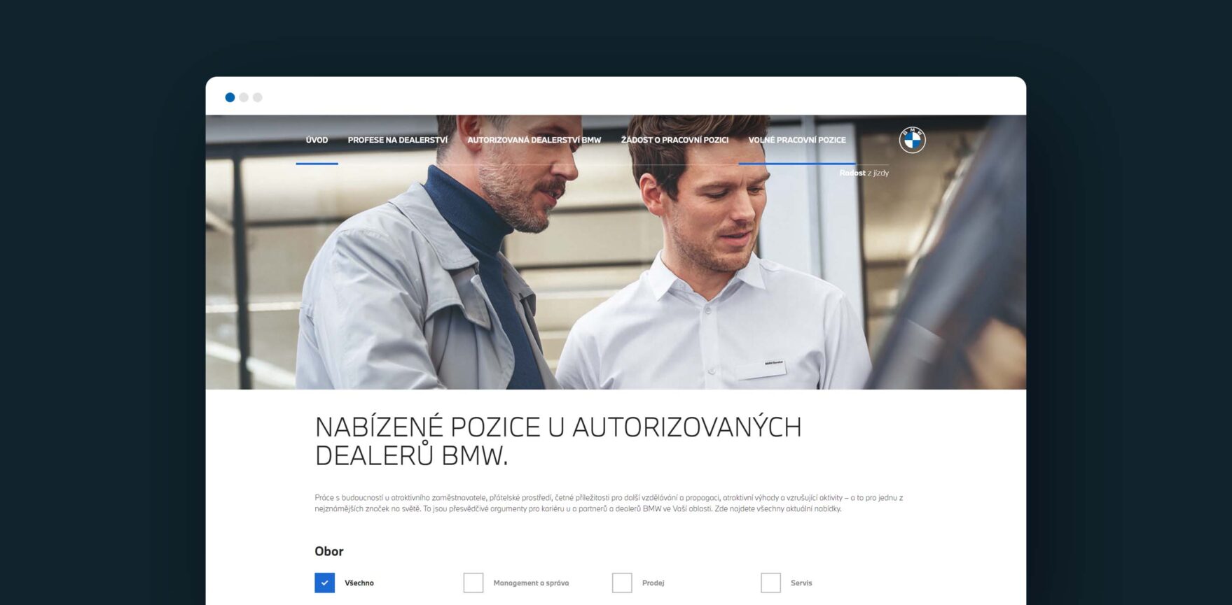 BMW Karriereseite Relaunch Desktop Ansicht