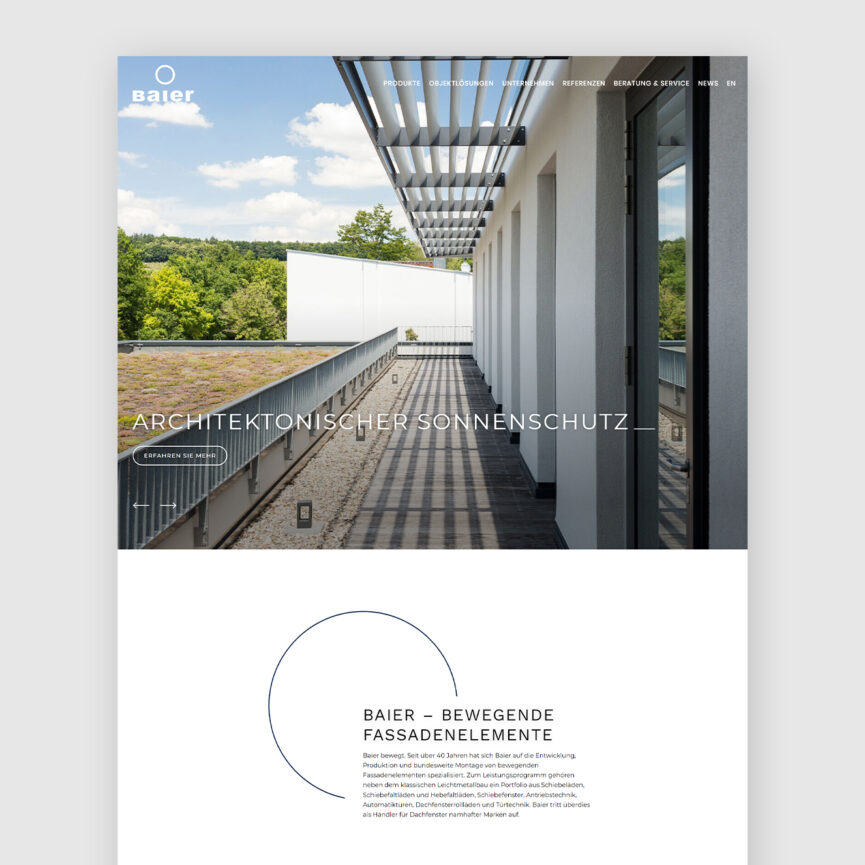 Baier GmbH Wordpress Website Relaunch - Mobile Ansicht einer Unterseite mit UX Design Elementen