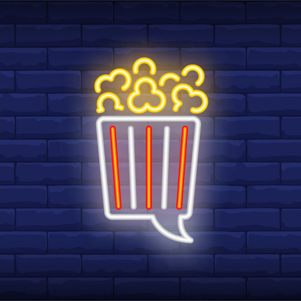 Popcorn Illustration Leuchtschrift