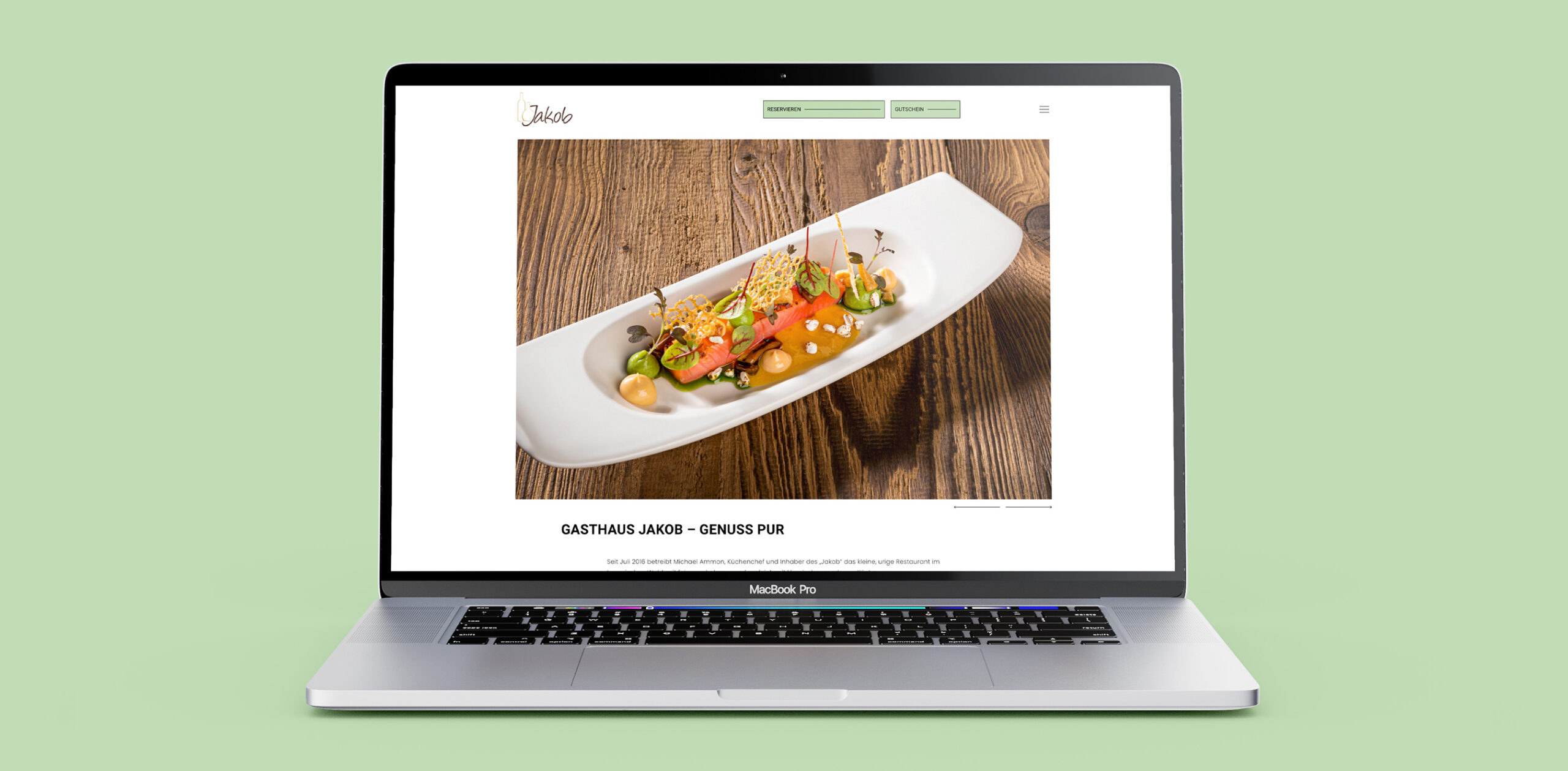 Gasthaus Jakob Website Relaunch Laptop Startseite