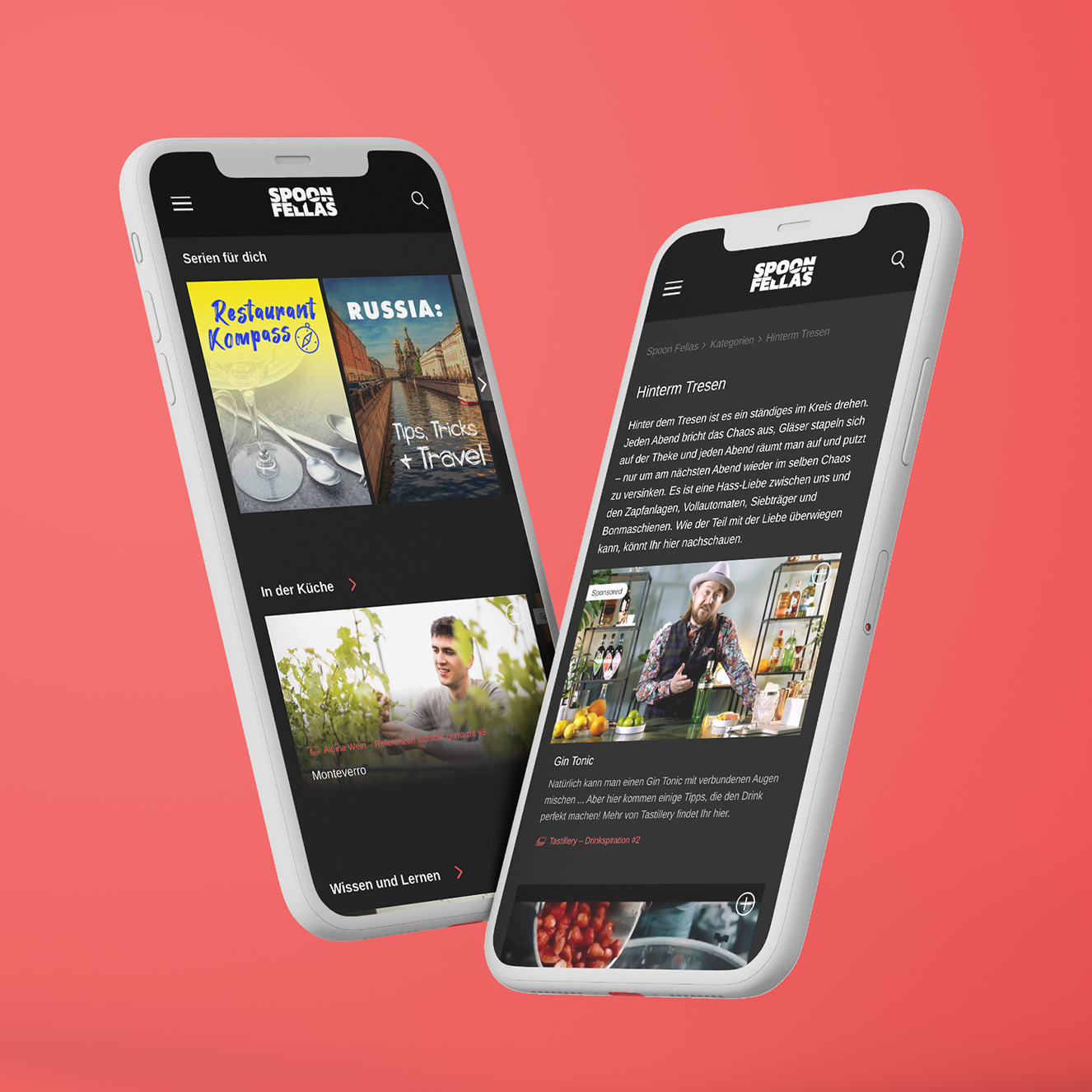 Spoon Fellas Videoplattform Website mobile Ansiche responsive Design
