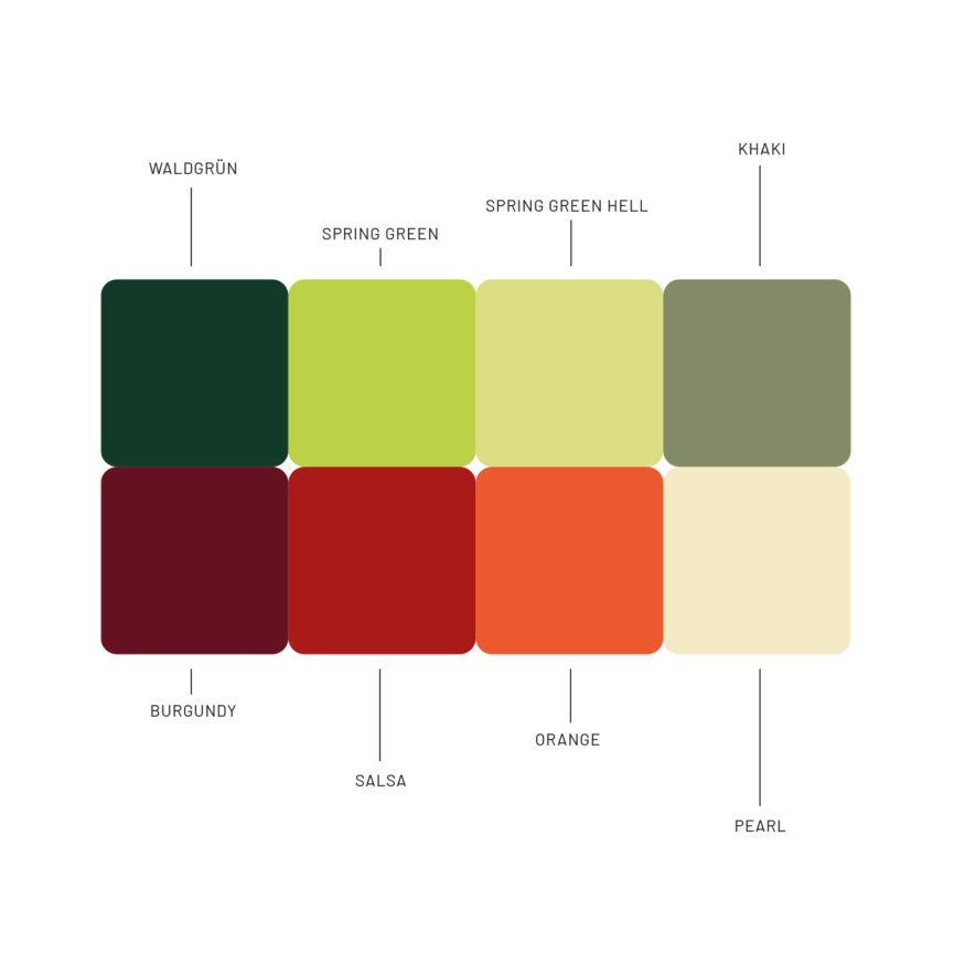 NAWAREUM Corporate Design Uebersicht des Farbkonzept inklusive der Benennung Farben