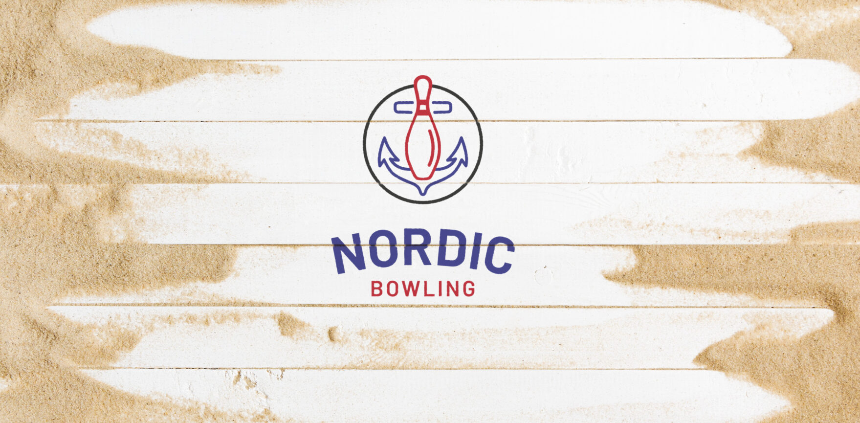 Logo Nordic Bowling auf weissem Holz
