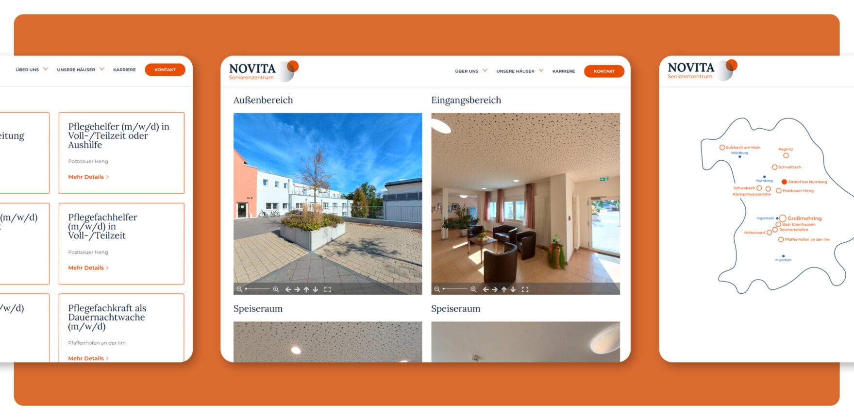 Visualisierung Novita Website auf drei Tablets
