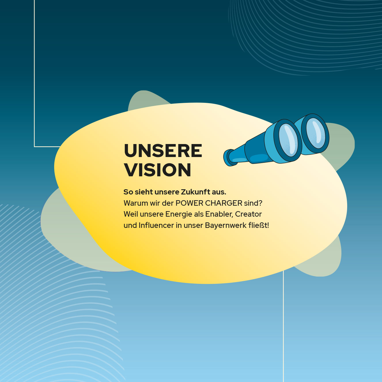 Bayernwerk AG Illustration Leitbild Vision mit Text bildlich dargestellt