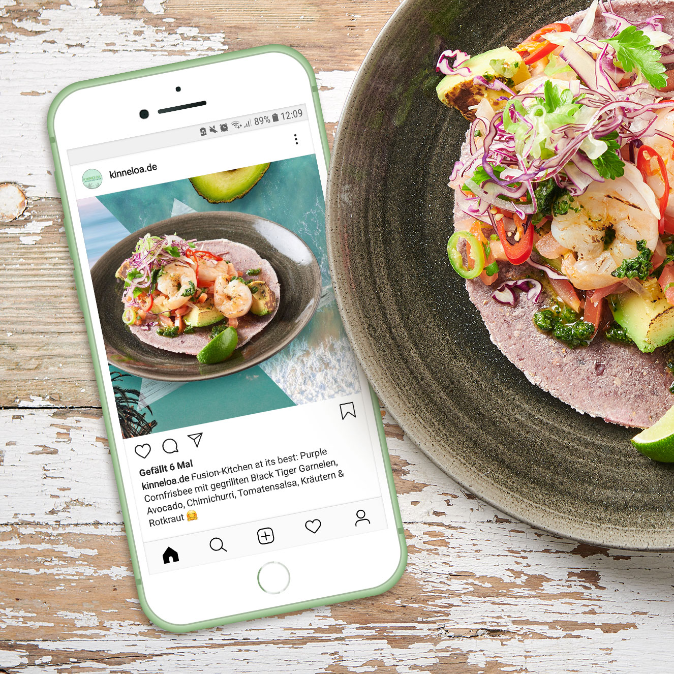 iPhone mit KINNELOA Instagram Post Food
