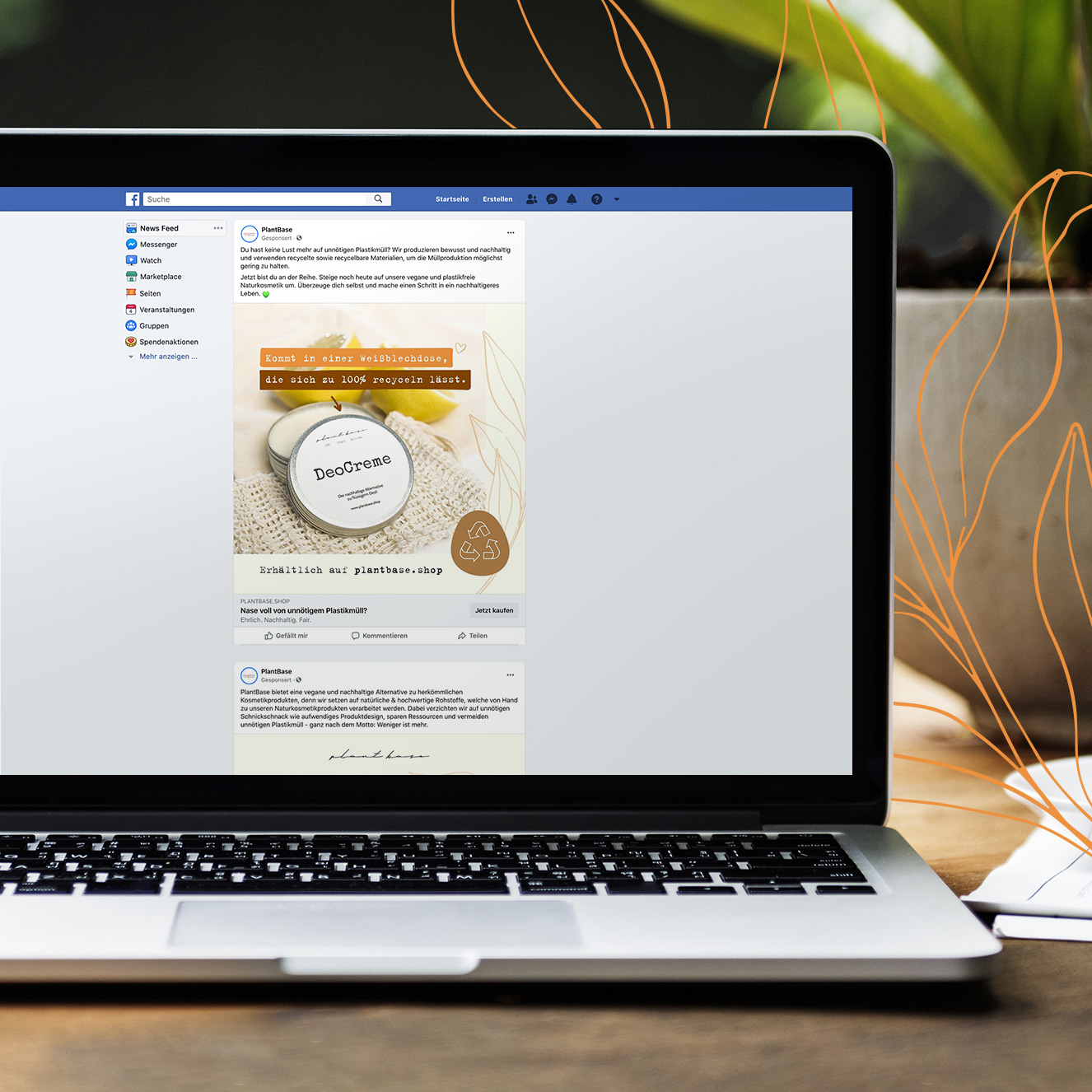 Macbook with Facebook Social Media Plattform