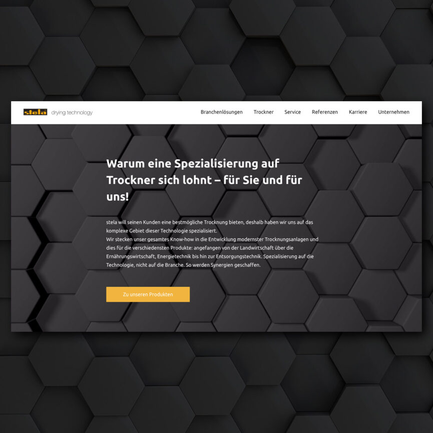 STELA Website Relaunch Startseite Animation Wabenstruktur