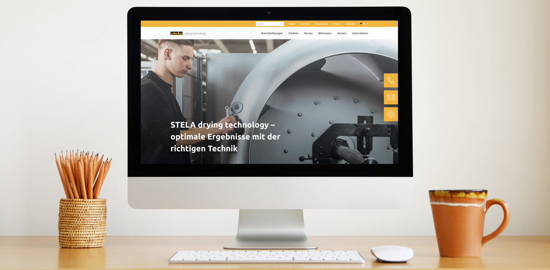 STELA Website Relaunch Startseite Header iMac