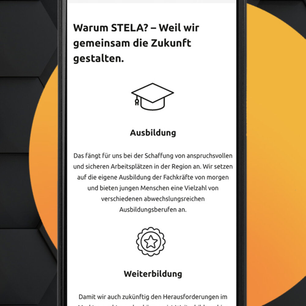 STELA Website Relaunch responsive Design Ausbildung