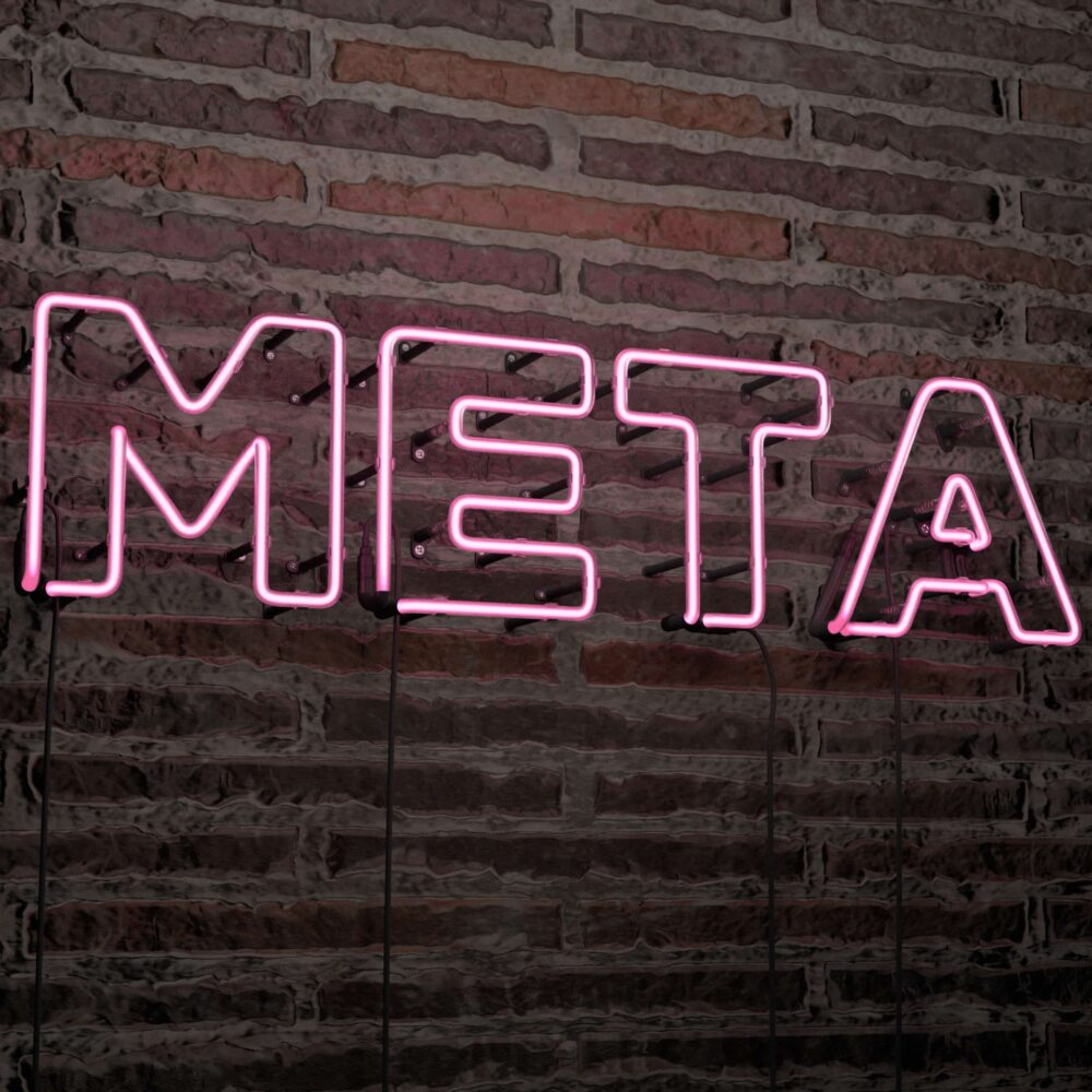 LED Leuchtschild mit dem Wort META