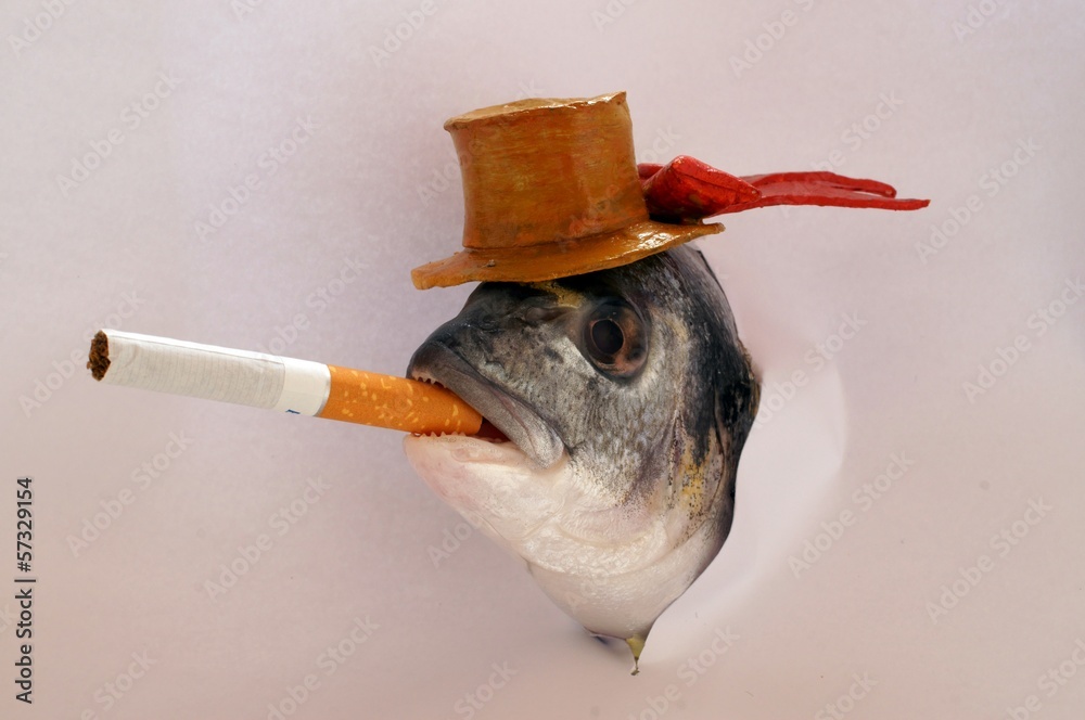 Fisch mit Hut und Zigarette