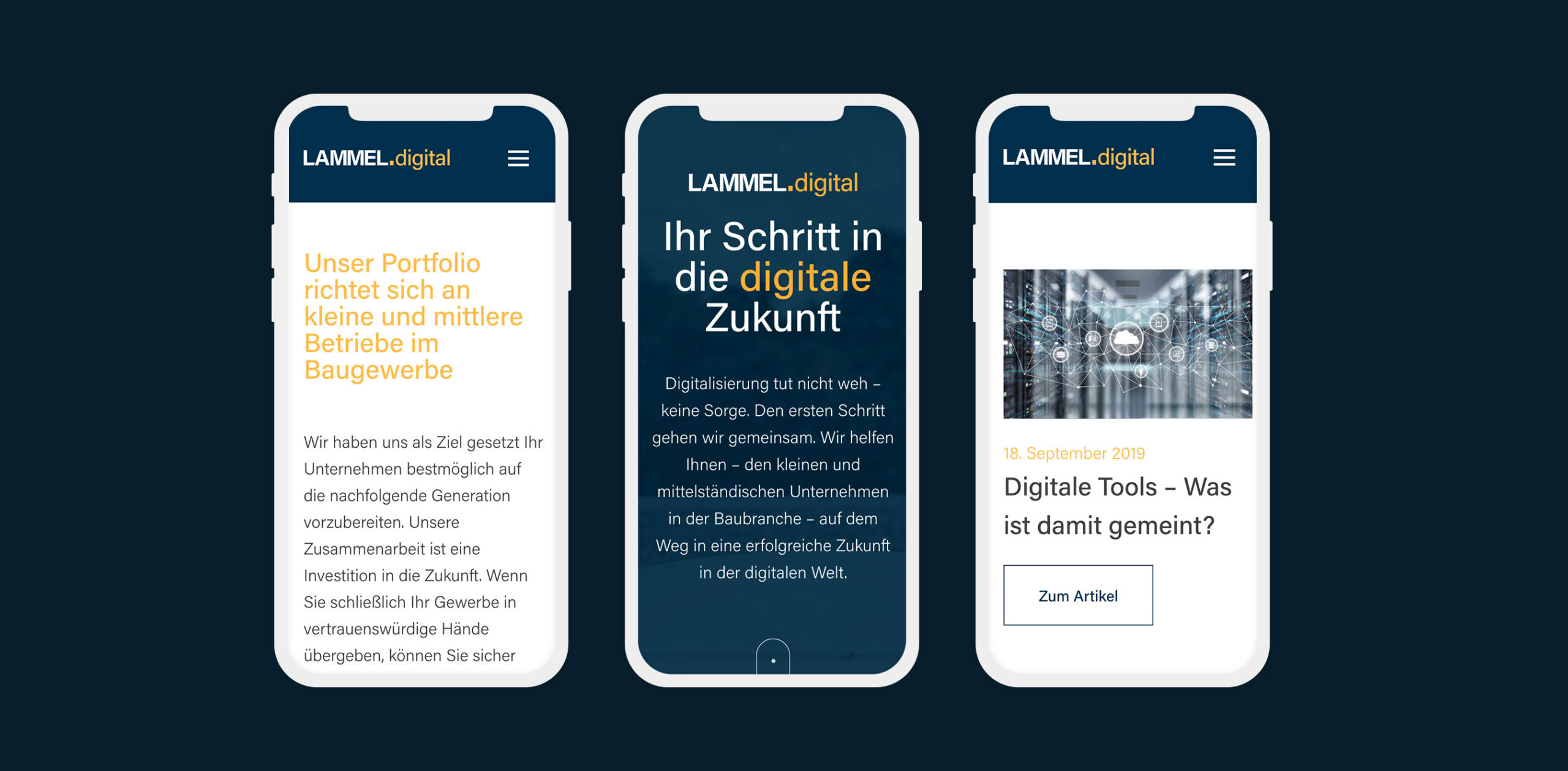 mobile Ansicht Lammel digital Website