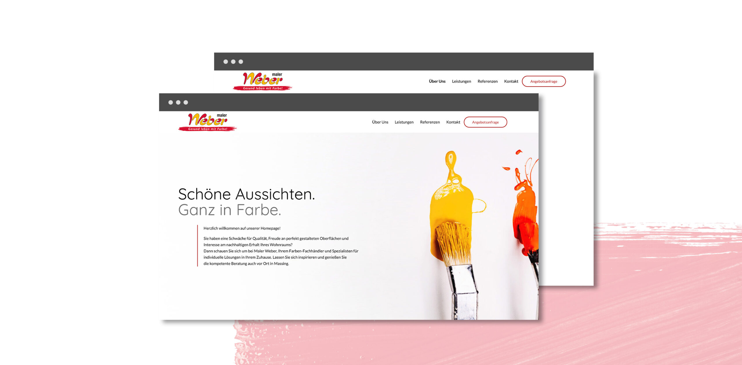 Maler Weber Website Relaunch Startseite Header Pinsel Farbe
