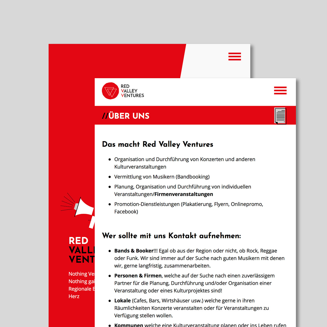 Referenz Red Valley Ventures mobile Ansicht Website