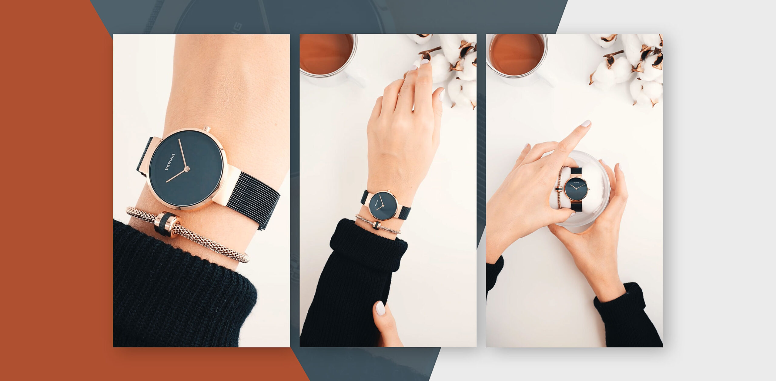 BERING Instagram Story Ads GeschenkSets Uhr und Armband schwarz